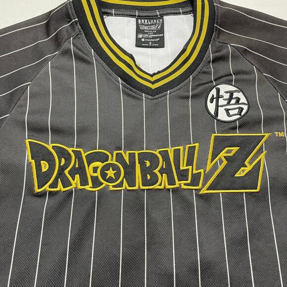Dragon Ball-Z Goku Jersey size S Box Lunch Crunchy Roll Black Yellow Pinstripe - Picture 3 of 9